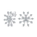 Bling Jewelry 「中サイズの軽量キュービックジルコニアフラワーフローズンウィンターホリデーパーティーCZクリスマススノーフレークスタッドピアス、女性ティーン向け。.925スターリングシルバー」