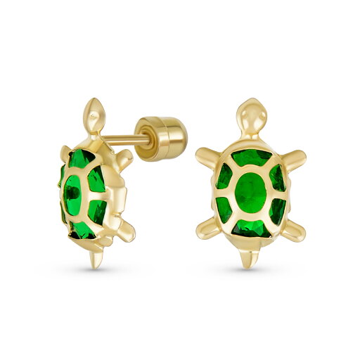 Bling Jewelry 小さな小さな海洋生物のバカンスCZグリーントータスタートル本物のイエロー14Kゴールドスタッドピアス女性用ティーンセキュアスクリューバック Bling Jewelry 小さな小さな海洋生物のバカンスCZグリーントータスタートル本物のイエロー14Kゴールドスタッドピアス女性用ティーンセキュアスクリューバック