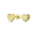 Bling Jewelry シンプルで小さなリアルな10Kイエローゴールドのテクスチャ入りハートスタッドピアス。女性やティーンエイジャーのガールフレンド向けに、4mmの安全なスクリューバックが付いています。(4)