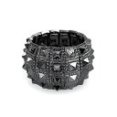 Bling Jewelry ブラック グレー ゴス バイカー ジュエリー ワイド カフ ストレッチ ブレスレット女性男性ティーン パンク ロッカー合金用