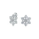 Bling Jewelry 「ホリデーパーティー冬の花クリスマスジュエリーCZアクセントブランチスノーフレークスタッドイヤリング女性ティーンズ用.925スターリングシルバー」