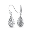Bling Jewelry 「バスケットウィーブパフドペアシェイプレインドロップティアドロップイヤリング女性用フィッシュフック。.925スターリングシルバー1....