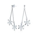 Bling Jewelry 「クリスマス休暇パーティー用の女性やティーン向けのスノーフレークドロップダングルタッセルイヤリング。磨かれた.925スターリングシルバー製」