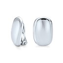 Bling Jewelry 女性用の幾何学的な矩形磨かれた凹面クリップオンイヤリング、ピアス穴なし。.925スターリングシルバー合金クリップ