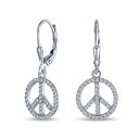 Bling Jewelry メッセージ ワールド ピース サイン シンボル キュービックジルコニア パヴェ CZ レバーバック ドロップ ダングル イヤリング ...