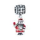 Bling Jewelry 休日のクリスマスの赤いサンタクロースはティーンのための女性のための魅力のビードをぶら下げます ヨーロッパのブレスレットに合うエナメル .925 のスターリング・シルバー