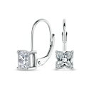 Bling Jewelry 「クラシックなブライダルプリンセスカットキュービックジルコニアソリティアスクエアAAA CZレバーバックイヤリング。女性用ウェディング。.925スターリングシルバー5MM」