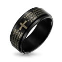 Bling Jewelry メンズ宗教パドレヌエストロ領主祈りクロス黒スピナー バンド リング男性用女性用ステンレス鋼のパーソナライズします。