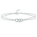 Bling Jewelry 二重鎖は女性のティーン .925 の純銀製の調節可能な 9 -10 インチのための 2 つの連結の都市トリオの鎖リンク Anklet の足首のブレスレットを愛します