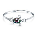 Bling Jewelry 女性用の航海カメビーチトータス虹色アワビシェルバングルブレスレット、磨かれた.925スターリングシルバー