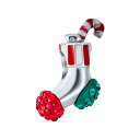 Bling Jewelry 「スパークリングレッドグリーンクリスタルキャンディケインクリスマスホリデーランチャームティーン向け女性向け.925スターリングシルバー、ヨーロピアンブレスレットに適合」