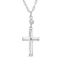 Bling Jewelry シンプルでミニマリストな宗教的なペンダントクロスステーションチェーンネックレス。女性やティーン向けのCZアクセント付き。.925スターリングシルバー、1インチ。