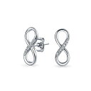 Bling Jewelry 古典的なキュービックジルコニア永遠 CZ アクセント舗装ロマンチックな愛の結び目のシンボル永遠無限スタッド ピアス女性 10 代ガール フレンド .925 スターリング シルバーのため