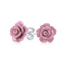 Bling Jewelry 「ロマンチックで繊細なフローラル3Dバイオレットモーブ彫刻のバラの花のスタッドピアス、女性やティーンエイジャーのためのシルバープレートポスト付き」