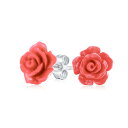 Bling Jewelry 「ロマンチックで繊細なフローラルな3Dピーチオレンジの彫刻されたバラの花のスタッドピアス。女性やティーンエイジャー、そしてお母さんにぴったりのシルバープレートのポスト付きです。」