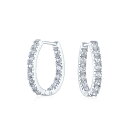 Bling Jewelry ウェディングクラシックブライダルオーバルシェイプミディアムサイズコンティニュアスインサイドアウトAAA CZフープイヤリング女性プロムパーティーキュービックジルコニア.925スターリングシルバー直径0.60インチ