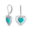 Bling Jewelry 「バリスタイルの安定したターコイズのハート形のフィッシュフックのドロップイヤリング、女性用のスクロールフィリグリー。.925スターリングシルバー」(4)