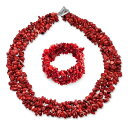 Bling Jewelry 大きく広く赤い染められた珊瑚の集りは女性のために置かれるBibの声明襟のネックレスの伸張のブレスレットの宝石類を欠く