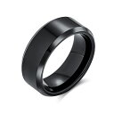 Bling Jewelry 平野シンプルな広い面取りチタンガンメタルブラックシルバートーンユニセックスカップル結婚指輪男性女性コンフォートフィット8MMサイズ6-14をパーソナライズします。