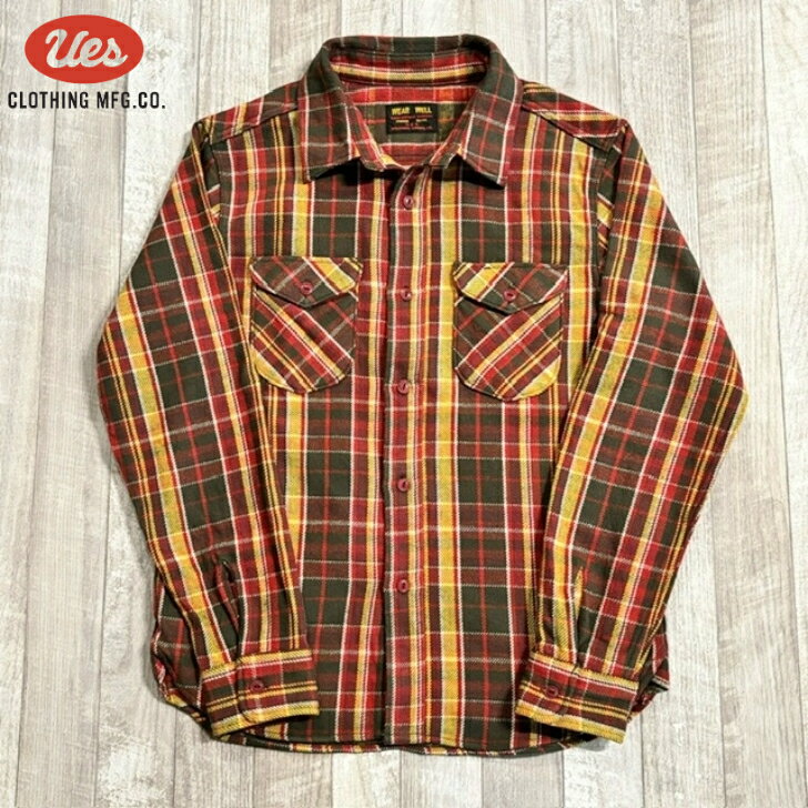 Rakuten - 【ウエス】 先染めヘビーネルシャツ レッド コットン チェック フランネルシャツ UES SHIRT