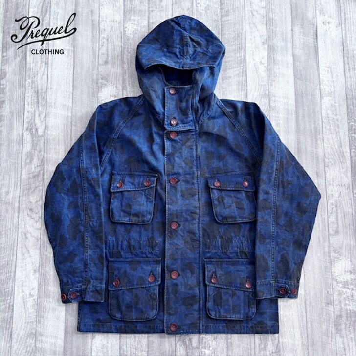 Rakuten - 【プリクエル】 コンバット フーデッド ジャケット PREQUEL CAMBAT HOODED JACKET ダックハンター カモフラージュ 後染め インディゴ