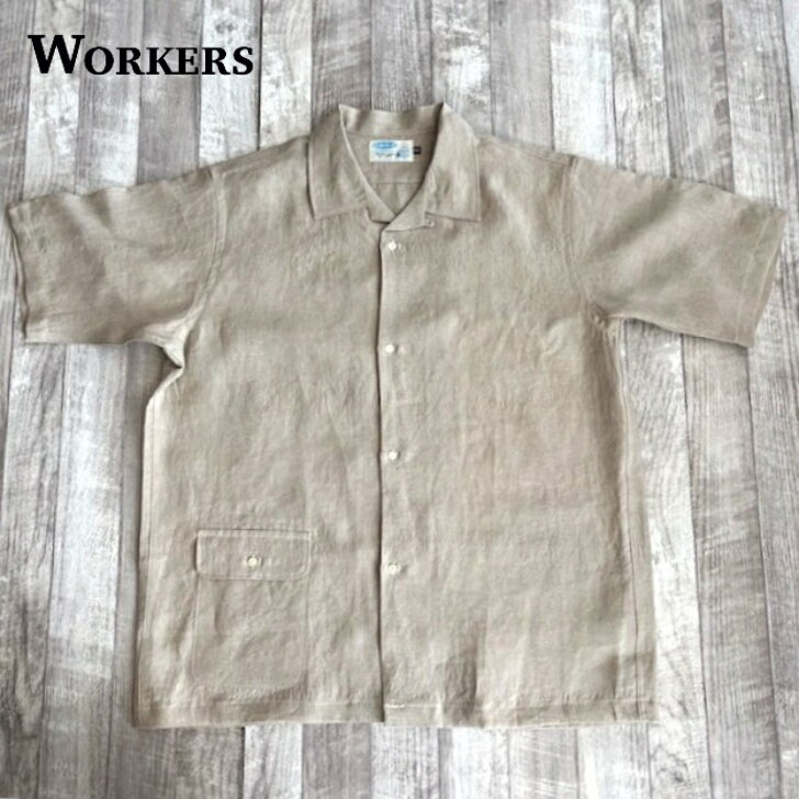 Rakuten - 【ワーカーズ】 オープン カラー シャツ エクリュ リネン WORKERS Open Collar Shirt, Ecru Linen 麻 開襟シャツ