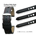 楽天ブリスショップ（楽天市場店）【送料無料】Carbon Hole Style 18mm 20mm 22mm 24mm Calf Leather Color Stitching and Stainless Satin Buckle / 時計ベルト 時計バンド 時計ストラップ カーボン調型押し