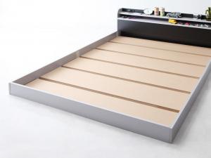 【在庫一掃セール47,999円】ベッド ローベッド フロアベッド 二段 棚 ベッドフレーム ヘッドボード ベット ダブルベッド セミダブルベッド シングルベッド フレーム おしゃれ 宮付き すのこ 二段の棚・コンセント付きフロアベッド フレームのみ ダブル