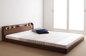 親子で寝られる棚・照明付き連結ベッド 国産ボンネルコイルマットレス付き ダブル