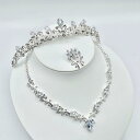 ウェディング アクセサリー【ティアラ単品・ネックレス&ピアス 2点セット・ティアラ&ネックレス&ピアス 3点セット より選択】ブライダル アクセサリー リーフ ...