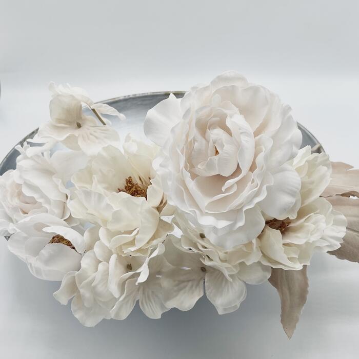 ヘッドドレス【ケース付き】【バラ・ラナンキュラス 髪飾り】造花 アーティシャルフラワー 結婚式 成人..