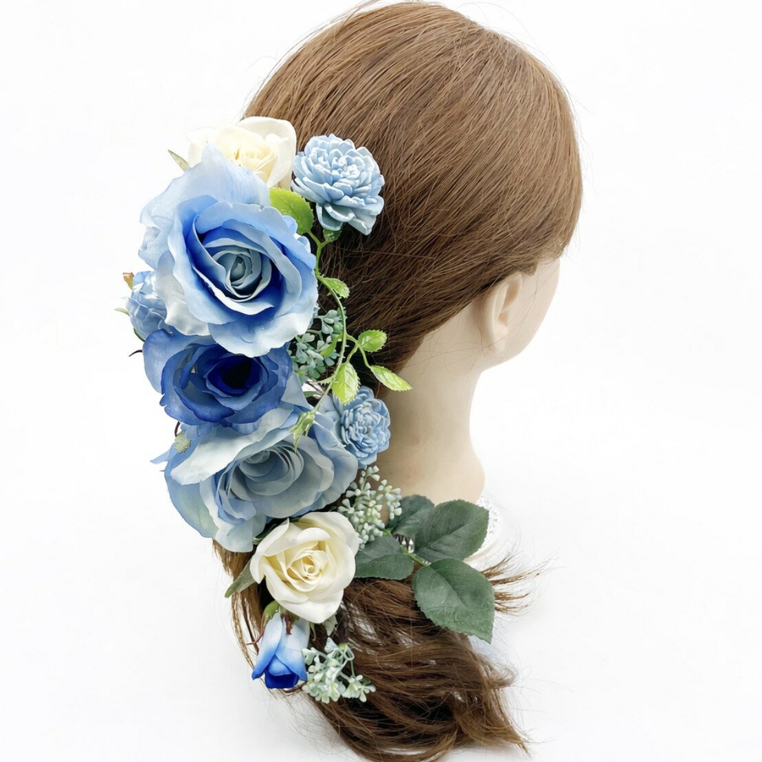 Blissのヘッドドレス【ケース付き】【ブルー ローズ 髪飾り セット】造花 結婚式 成人式 ブライダル 色打掛 和装 アーティシャルフラワー シルクフラワー フラワー 花 バラ ヘアアクセサリー 青 ウェディングヘッドドレス ウエディング　卒業式｜アングル3