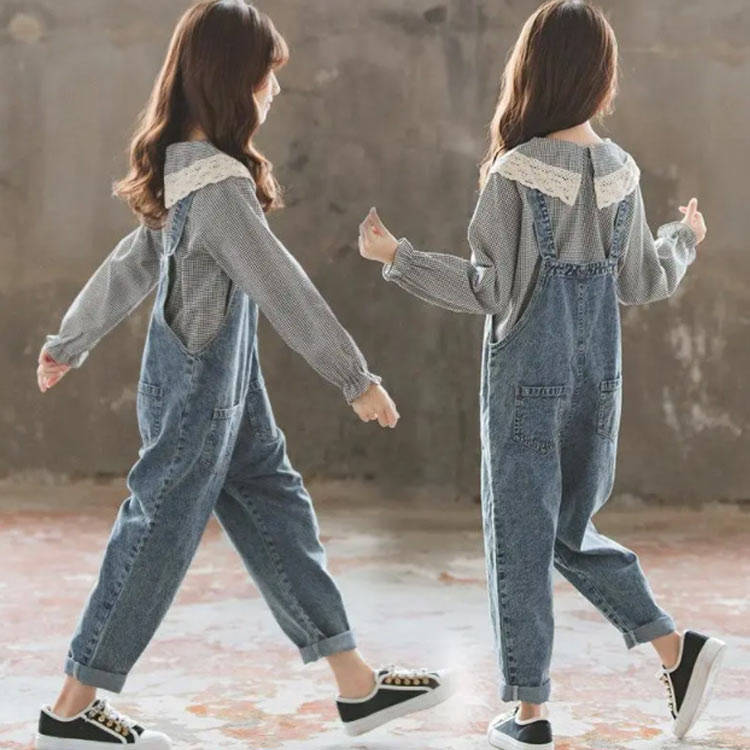 デニム サロペット 女の子 子供服 デニムパンツ 女児 オーバーオール カジュアル ...