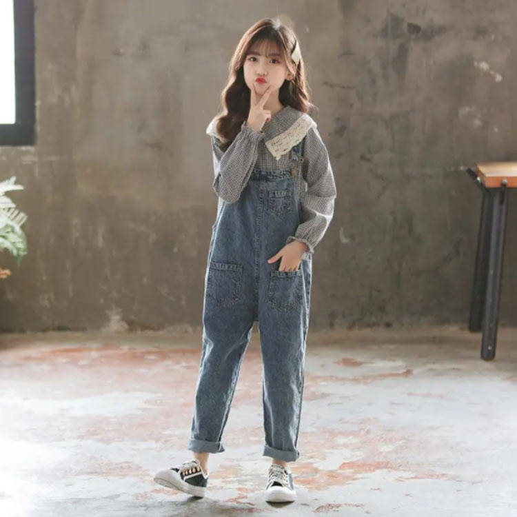 デニム サロペット 女の子 子供服 デニムパンツ 女児 オーバーオール カジュアル ...