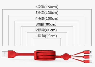 巻き取り 充電ケーブル 3in1 充電ケーブル ライトニング ライトニングケーブル スマホ 急速充電器 iPhone Android 多機種対応