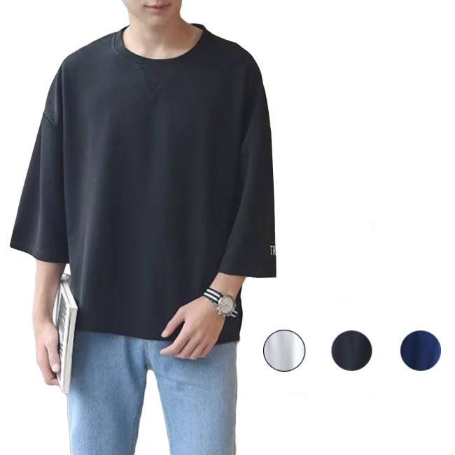 樂天商城 - おしゃれ 春 無地 春 5分袖 ビッグTシャツ 7分袖 メンズ ビッグTシャツ ゆったり トップス カジュアル 夏 秋