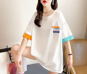 刺繍 Tシャツ 韓国風 夏新作 tシャツ 配色切替 カットソー 着回し レディース シンプル 可愛い きれいめ 女性 tシャツ ワイドトップス 着痩せ アウトドア