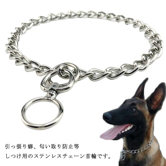 引っ張り 首輪 60cm チェーン お散歩グッズ しつけ用 歩行訓練 トレーニング ステンレス 犬用品 小型犬 犬 ドッグ 訓練用首輪 中型犬 子犬 簡単装着 柴犬 ペット用品 45cm 50cm 55cm 大型犬