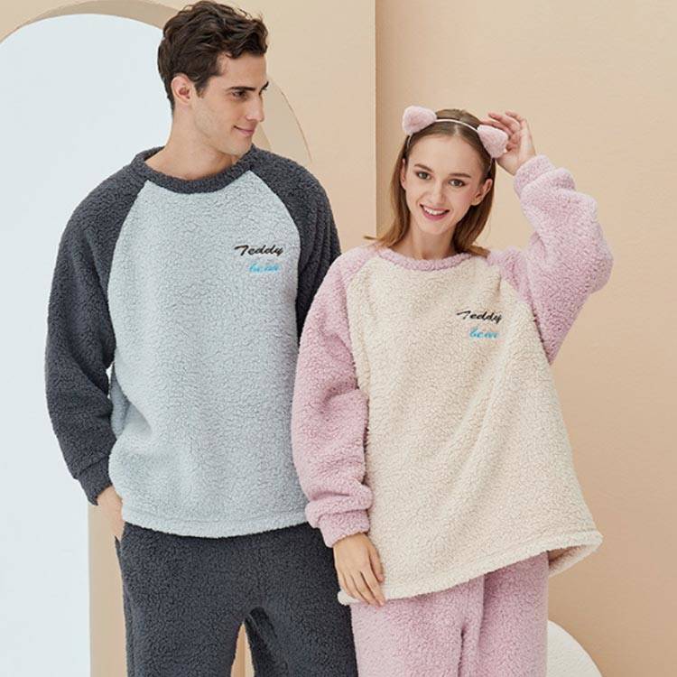 ペア パジャマ 秋冬 カップル上下セット お揃い 2点セット セットアップ ルームウェア 部屋着 もこもこ メンズ レディース ペアルック プルオーバー 厚手 おしゃれ 秋冬物 長袖 秋冬 記念日 お祝い プレゼント 防寒対策