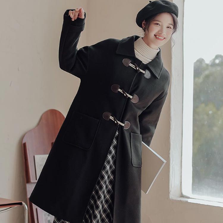 卒業式 冬コート ダッフルコート コート レディース アウター チェスターコート ダッフルコート ひざ丈 ロング丈 ステンカラー コート 通学 通勤 入園式 ドロップショルダー カジュアル 韓国ファッション お洒落 秋冬