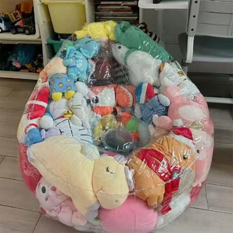 大容量 ぬいぐるみ 透明 収納袋 見せる収納 防塵 ぬいぐるみ収納チェア 防カビ ぬいぐるみ収納ケース 収納チェア おもちゃ 透明 折りたたみ 子供部屋 リビング 寝室 家庭用 [2]