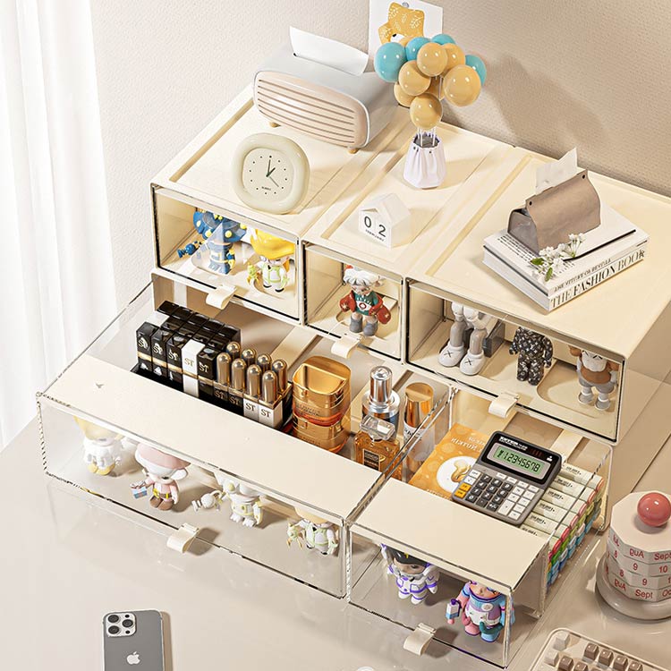 コレクションケース 収納ボックス 卓上収納ケース ディスプレイケース 卓上 展示ボックス 小物入れ 大容量 組み合わせ自由 引き出し 仕切り 仕分けケース 文房具 コスメ インテリア用品 事務所 オフィス 学校用 透明 [3]