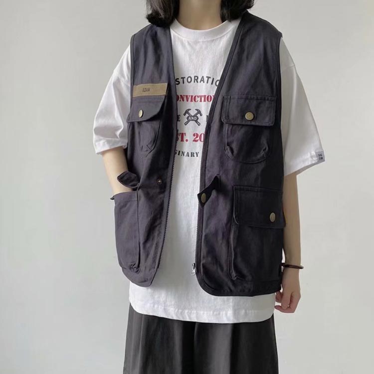 Vネック ベスト メンズ レディース 多機能ベスト アウトドアベスト レイヤード ゆったり 重ね着 ポケット多数 春 夏 秋 フィッシングベストポケット ゆったり 重ね着 キャンプ 渓流 登山 修学 旅行 blissful-10006010 プチギフト雑貨店 BLISSFUL サンプル画像3