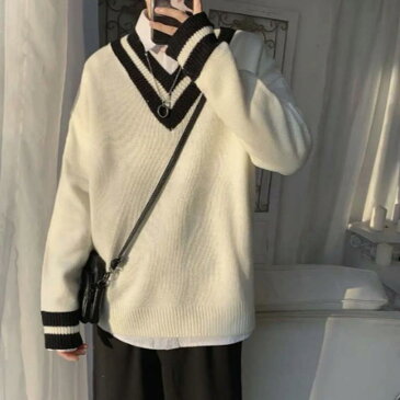 スクールセーター ライン入り ニットセーター Vネック 制服 セーター 男子高生 女子高生 学生服 無地 プルオーバー トップス 入学 通学 スクールニット 洗える 春 秋 冬 dk jk 男女兼用 白 黒