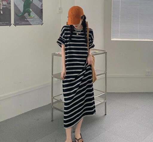 ボーダー柄 ワンピース 韓国風 半袖 30代 夏 20代 Tシャツワンピース マキシワンピース カジュアル ゆったり 可愛い 体型カバー ボーダー柄 通勤/通学 ボーダー柄 ワンピース 韓国風 半袖 30代 夏 20代 Tシャツワンピース マキシワンピース カジュアル ゆったり 可愛い 体型カバー ボーダー柄 通勤/通学