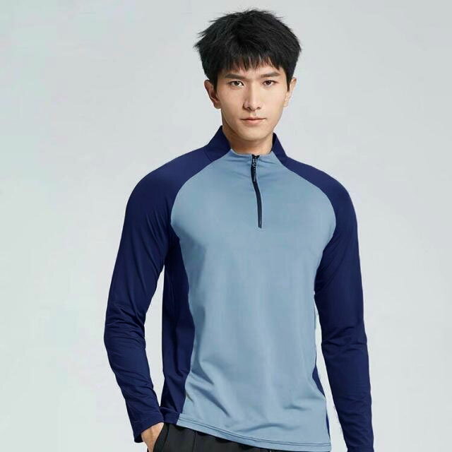 長袖Tシャツ メンズ 通気性 スポーツウェア ハーフジップ 吸湿速乾 長袖Tシャツ プルオーバー トップス ストレッチ ランニング ウェア シンプル フィットネスウェア アウトドア エクササイズ 大きいサイズ