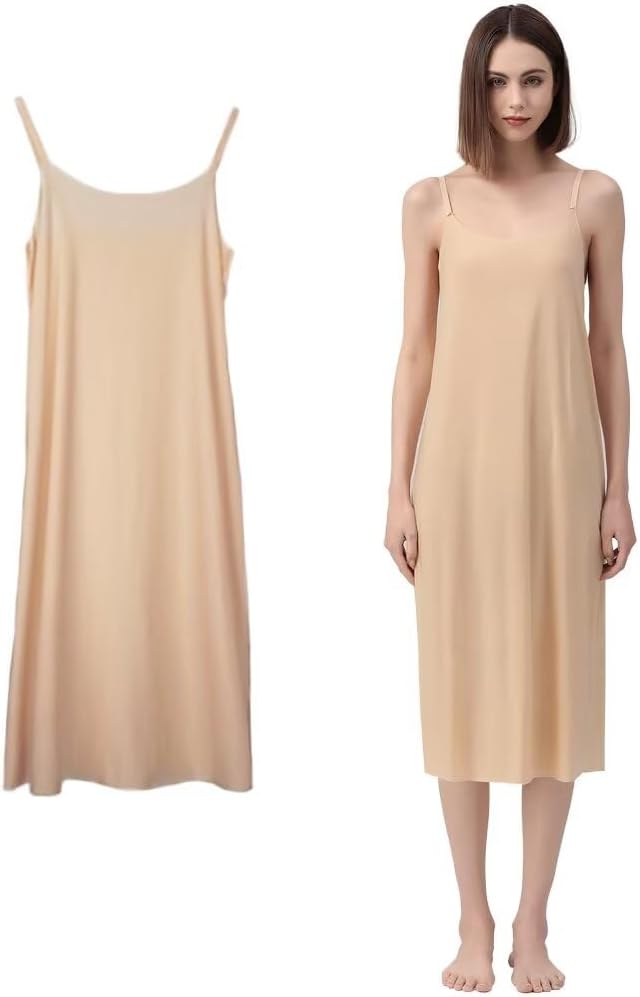 0.1mm極薄/高級滑らか冷感スリップ クール透け防止ペチコート 肩紐調節 涼しいキャミソールワンピースインナー 素肌さらり 静電気防止ひびきにくい 吸汗速乾 レディース肌着(4)