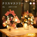 クリスマスツリー 卓上 LEDライト付き 30cm 2color ミニツリー 小さめ クリスマス飾り イルミネーション キラキラ 電池式 オーナメント おしゃれ 雰囲気満々 クリスマスプレゼント 暖かい 簡単な組立品 飾