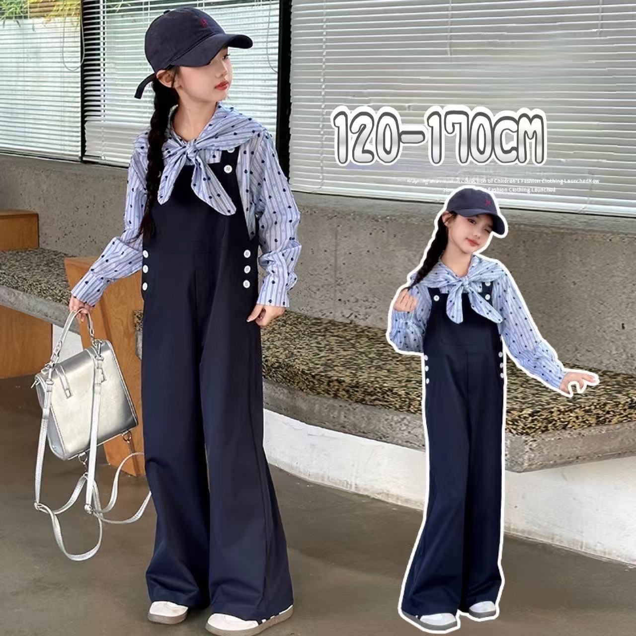 【21日迄】最大20倍 2025 春服 ブルーシャツ サロペット 120 130 140 150 160 170 韓国 韓国ファッショ..