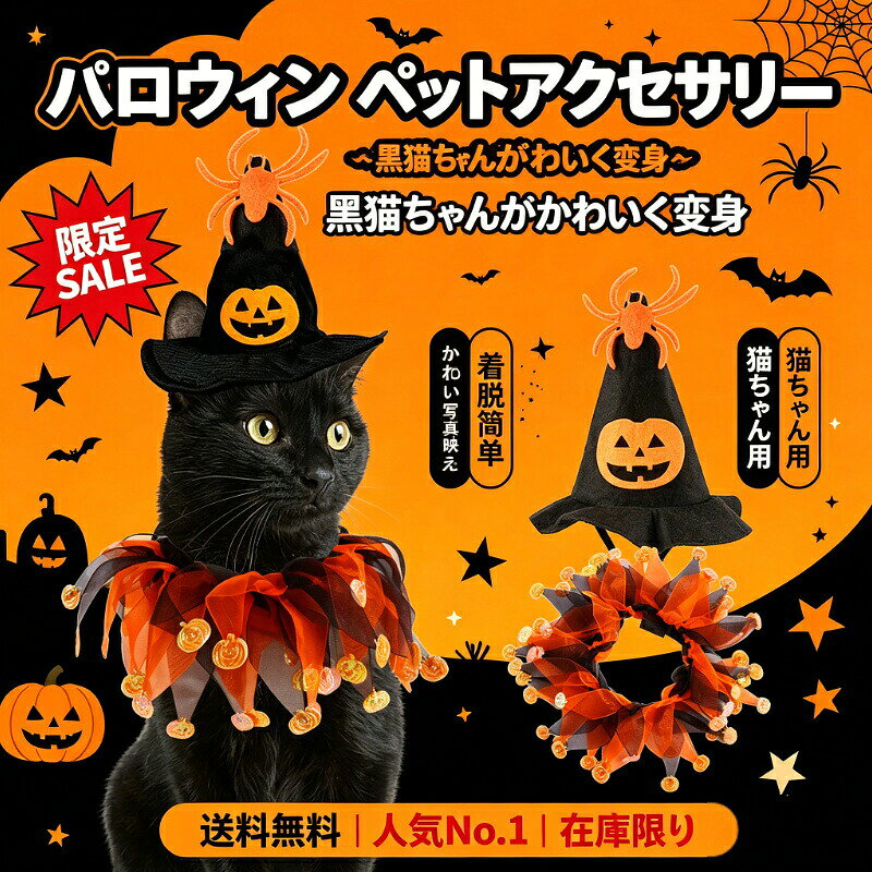【2026年ハロウィン飾り】ハロウィン ペット服 ピエロ 帽子 首輪 犬 コスチューム ...